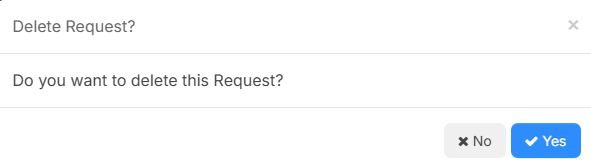 Delete Request pop-up